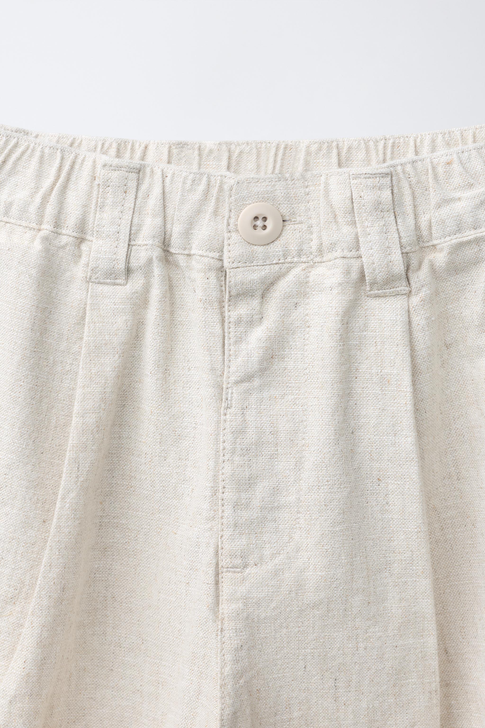 PANTALON DROIT EN COTON ET LIN